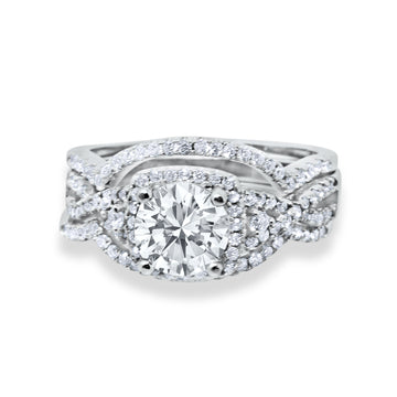 Art Deco Simulated CZ Engagement Bridal Piece Ring 925 Sterling Silver